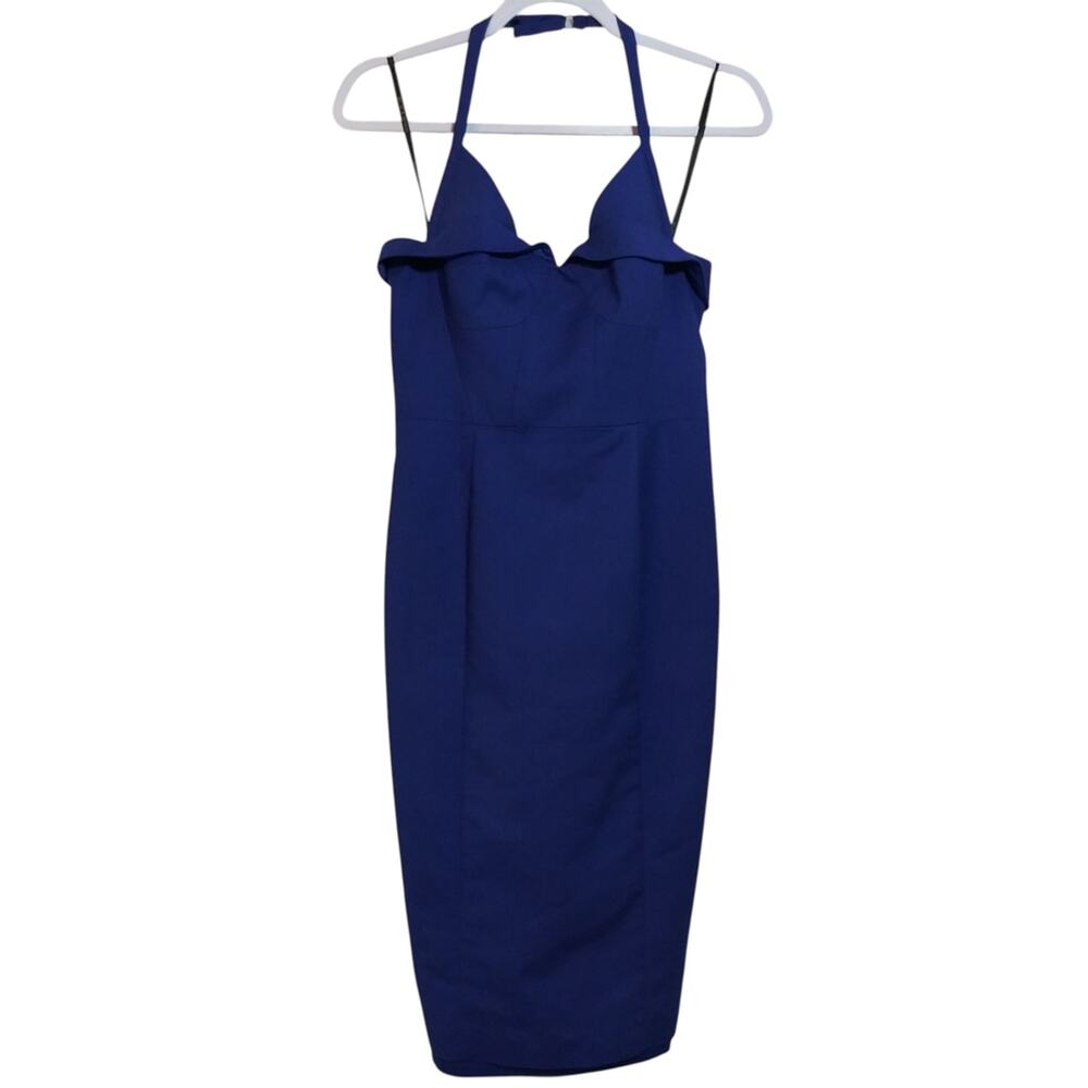 Black Halo Elegant Royal Blue Halter Sheath Dress Size 4